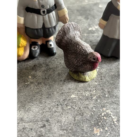 Fall Figurines Turkey Pilgrim Girl & Boy Ceramic Vtg Thanksgiving Decor Set of 3 - Picture 5 of 7